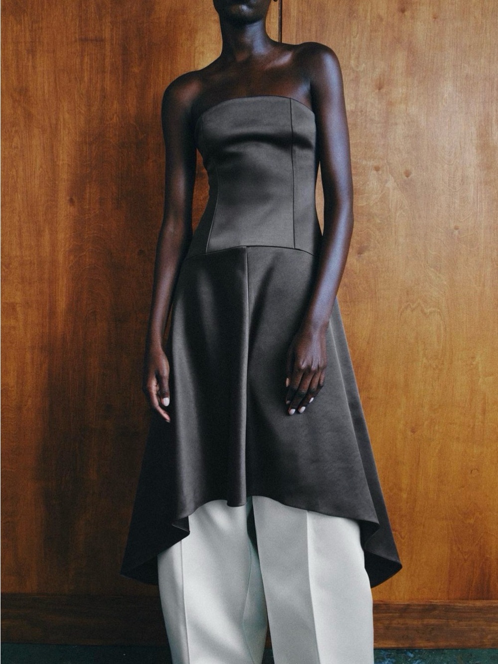 Zara Strapless Black High-Low A-Line Dress